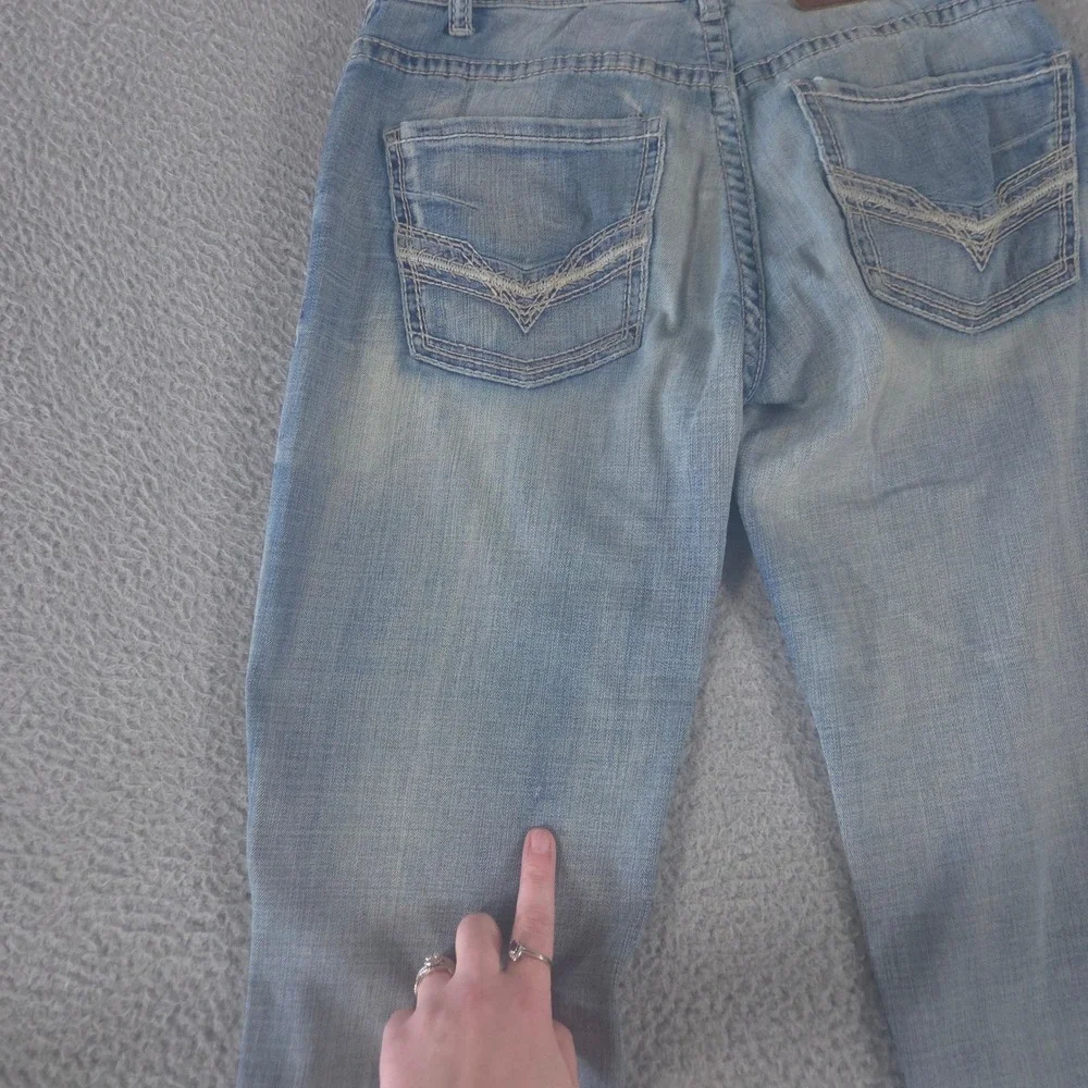 BKE Jeans Men 29x32 Long Blue Aiden‎ Bootleg Stretch Medium Wash Whiskered Denim